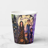 Gobelets En Papier Maison hantée gothique Halloween Coupes de papier  (Recto)