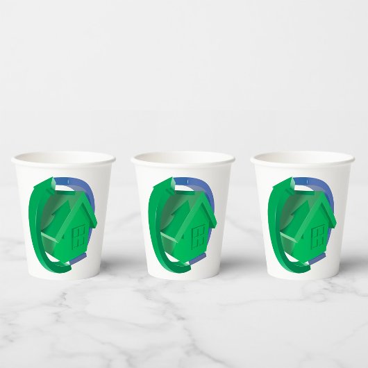 Gobelets En Papier Maison Verte Et Flèches