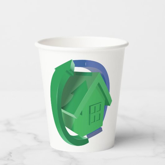 Gobelets En Papier Maison Verte Et Flèches (Recto)