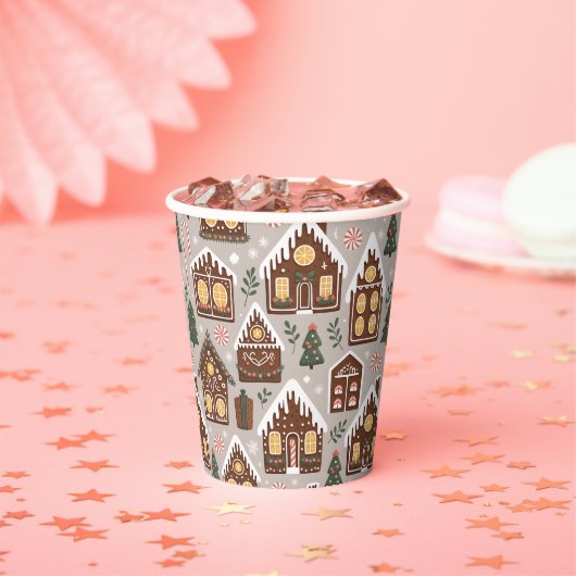 Gobelets En Papier Maisons en pain d'épice de Noël Motif de vacances (Insitu)