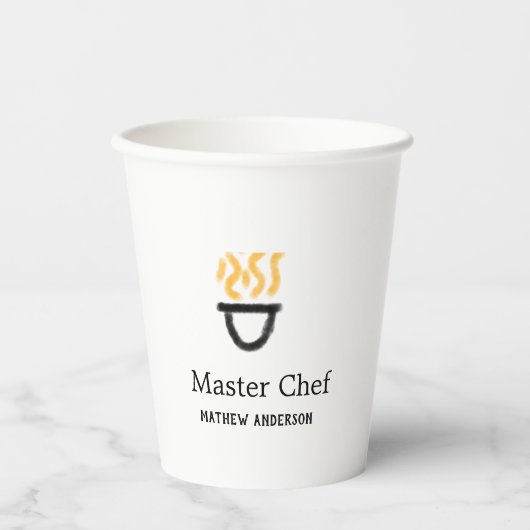 Gobelets En Papier Maître chef ajouter nom poêle noir fumée de feu ja (Recto)