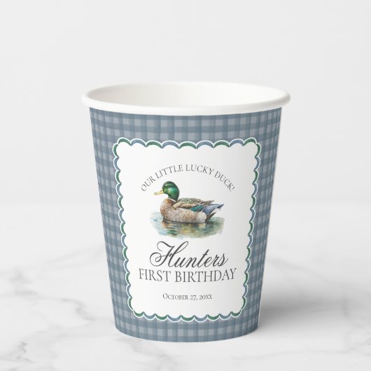Gobelets En Papier Mallard Duck Hunting Gingham Boy Birthday (Verso)