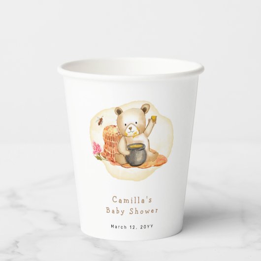 Gobelets En Papier Mama To Bee Teddy Bear Honeycomb Baby shower (Verso)