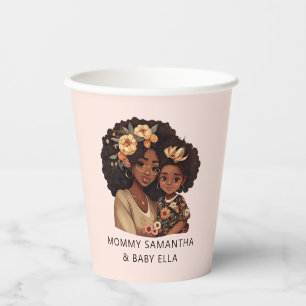 Gobelets En Papier Maman et fille noire personnalisée (19 ans)