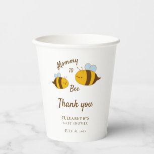 Gobelets En Papier Maman to Bee Baby shower Merci mignonne Jaune