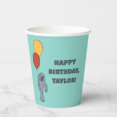 Gobelets En Papier Manatee et Ballons fête d'anniversaire personnalis (Recto)