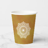 Gobelets En Papier Mandala blanc sur fond doré (Recto)