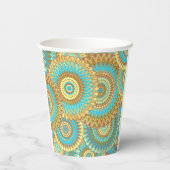 Gobelets En Papier Mandala bleu brun doré superposé (Verso)