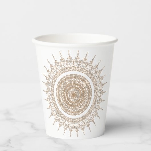 Gobelets En Papier Mandala Bohemian White Boho (Recto)