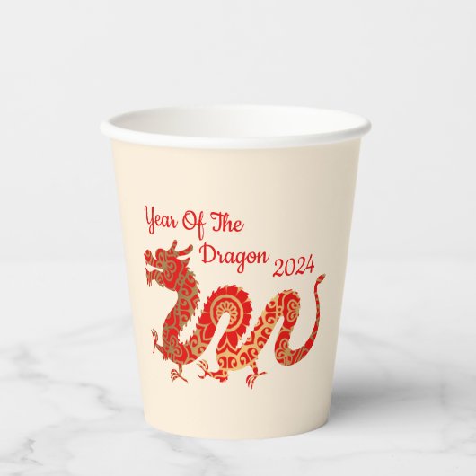 Gobelets En Papier Mandala Dragon 2024 - Nouvel An chinois (Recto)