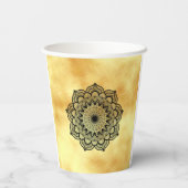 Gobelets En Papier Mandala noir sur fond blanc (Verso)