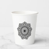 Gobelets En Papier Mandala noir sur fond blanc (Verso)
