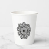 Gobelets En Papier Mandala noir sur fond blanc (Recto)