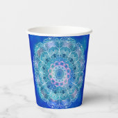Gobelets En Papier Mandala White Outline bleu Aquarelle - (Verso)