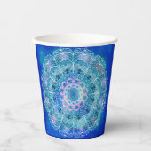 Gobelets En Papier Mandala White Outline bleu Aquarelle - (Recto)
