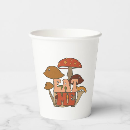 Gobelets En Papier "Mange-moi" - Conception Whimsical Mushroom (Verso)
