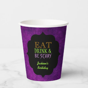 Gobelets En Papier Manger Boire et être Violet Halloween Épouvantable