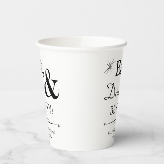 Gobelets En Papier Mangez Boire et être Cinquante Throwback 50e anniv (Gauche)