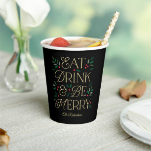 Gobelets En Papier Mangez Boire Soyez Joyeux Noël Party Paper Cup