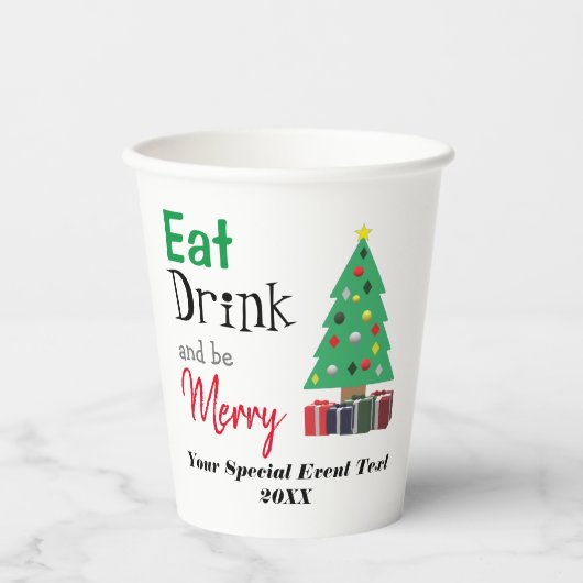 Gobelets En Papier Mangez, buvez et profitez  (Recto)