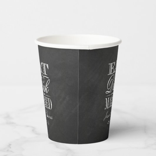 Gobelets En Papier Mangez, buvez et soyez mariés ! Mariage de tableau (Droite)