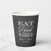 Gobelets En Papier Mangez, Buvez & Soyez Mariés ! Tableau de Mariage  (Verso)