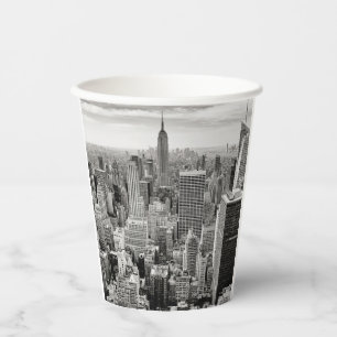 Gobelets En Papier Manhattan, New York (panorama noir et blanc)