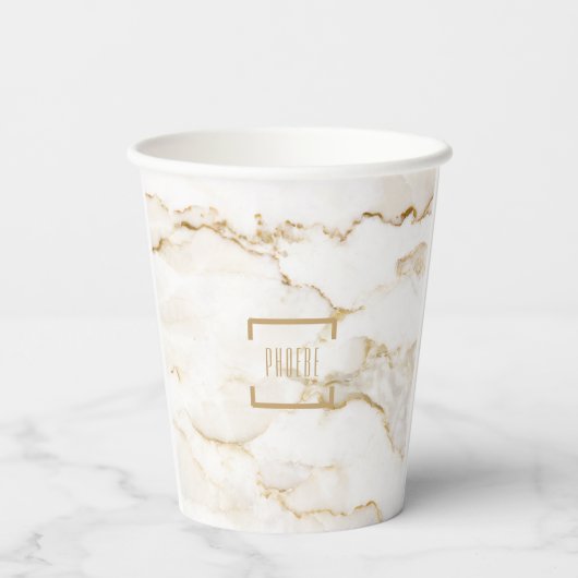 Gobelets En Papier Marbre à effet doré avec nom personnalisé (Verso)