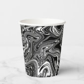 Gobelets En Papier Marbre Abstrait noir et blanc liquide (Verso)