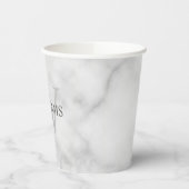Gobelets En Papier Marbre blanc Monogramme personnalisé et nom (Gauche)