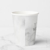 Gobelets En Papier Marbre blanc Monogramme personnalisé et nom (Droite)