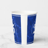Gobelets En Papier Marbre Bleu Élégant 25 Anniversaire Du Travail (Droite)
