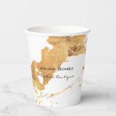 Gobelets En Papier Marbre brun doré blanc (Recto)