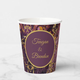 Gobelets En Papier Marbre doré de prune de luxe 