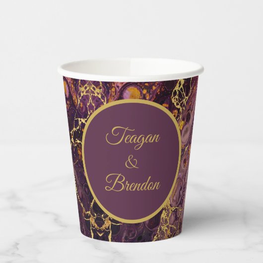 Gobelets En Papier Marbre doré de prune de luxe  (Gauche)