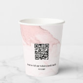 Gobelets En Papier Marbre rose clair logo entreprise code qr (Verso)