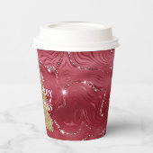 Gobelets En Papier Marbre rouge Parties scintillant or arbre de Noël (Gauche)