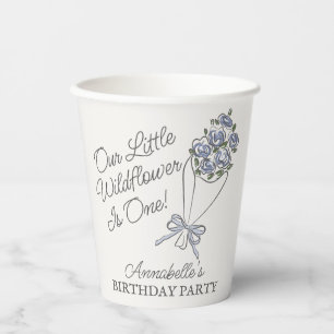 Gobelets En Papier Marché aux fleurs bleues Fraîches Fête d'anniversa