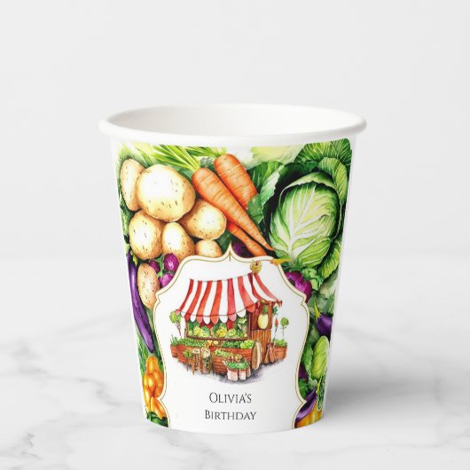 Gobelets En Papier Marché des légumes simples (Recto)