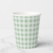 Gobelets En Papier Marché fermier vert Gingham Shower de mariage (Verso)