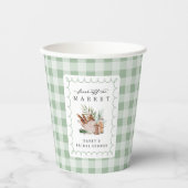Gobelets En Papier Marché fermier vert Gingham Shower de mariage (Recto)