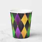 Gobelets En Papier Mardi Gras Couleurs Diamond Harlequin Jacquard - N (Droite)
