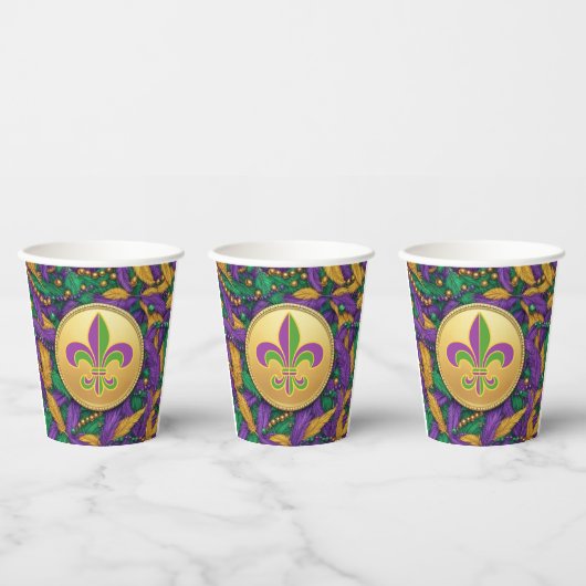 Gobelets En Papier Mardi Gras Fleur de lis (Multi)