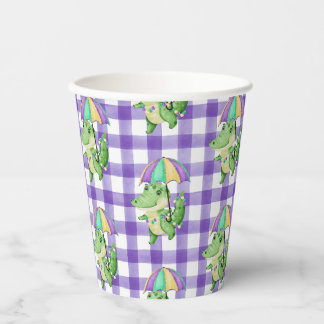Gobelets En Papier Mardi Gras Gator et En vichy tasse de papier
