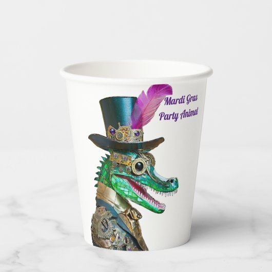 Gobelets En Papier Mardi Gras Steampunk Party Animal Alligator (Verso)