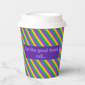 Gobelets En Papier Mardi Gras Stripes Motif Pap jaune violet vert (Recto)