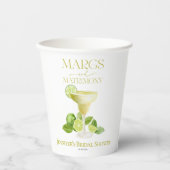 Gobelets En Papier Marges et mariage | Fête des mariées citron (Recto)
