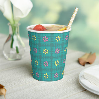 Gobelets En Papier marguerite blanche motif floral pique-nique enfant