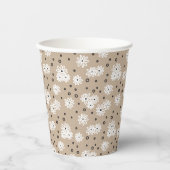 Gobelets En Papier Marguerites et points - Taupe, noir et blanc (Recto)