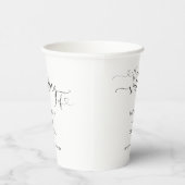 Gobelets En Papier Mariage à cœur noir et blanc en écriture script (Droite)